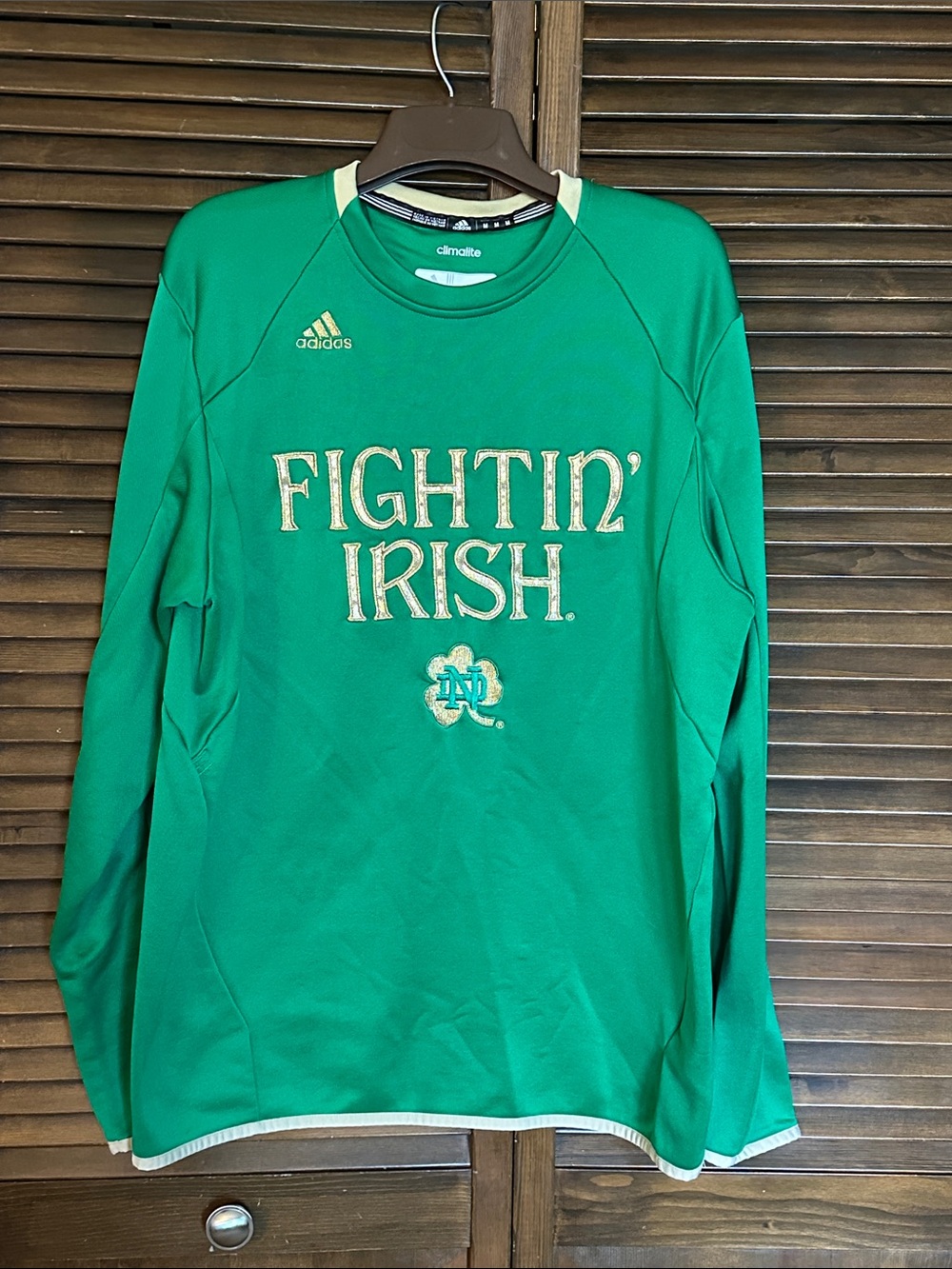 adidas Green Fightin' Irish Long-Sleeve Windbreaker